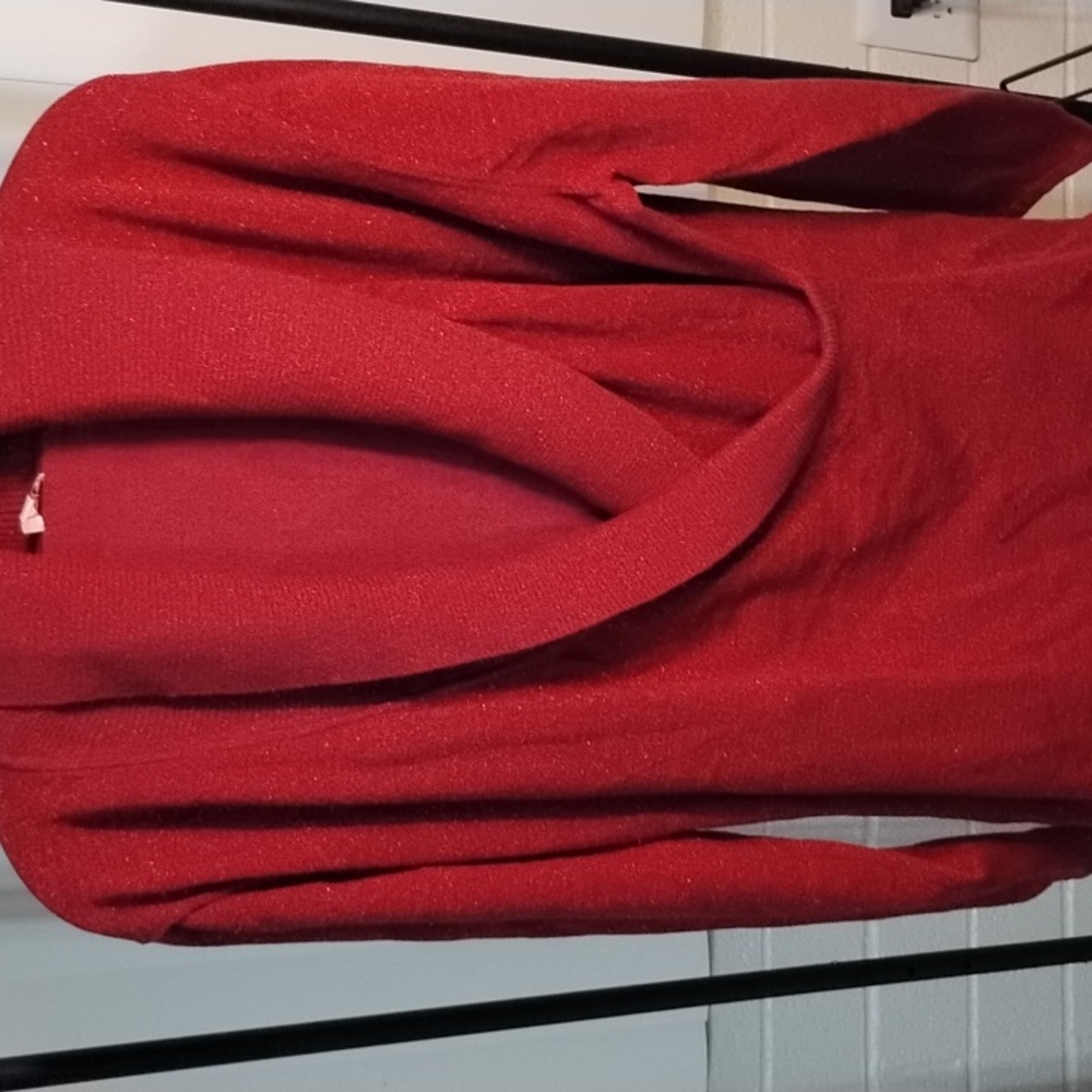 Reba Woman cotton  rayon ,poly knit pullover sweater long sleeves ribbed collar